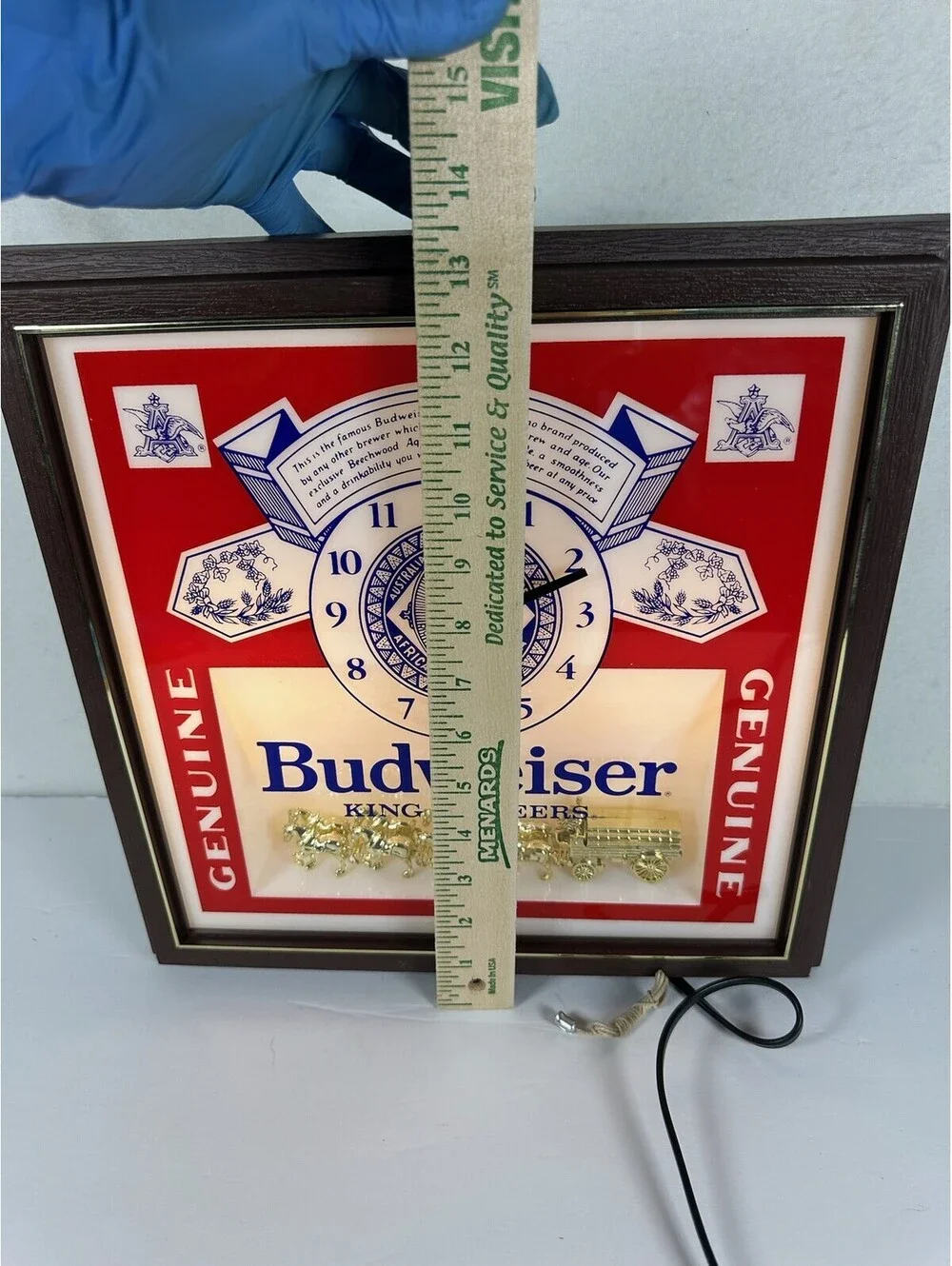 Vintage 1984 Budweiser King of Beers Illuminated Wall Clock Sign C-11